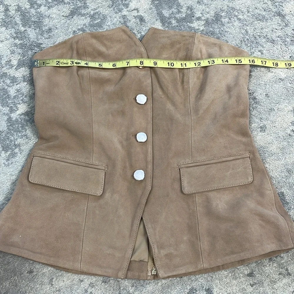NWT Cami NYC Zamora Suede Leather Corset Vest Incense Tan Sz 8